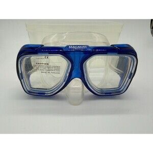 Vtg Sherwood Scuba Magnum 2 Dive Mask Tempered Glass Blue/Clear Case New